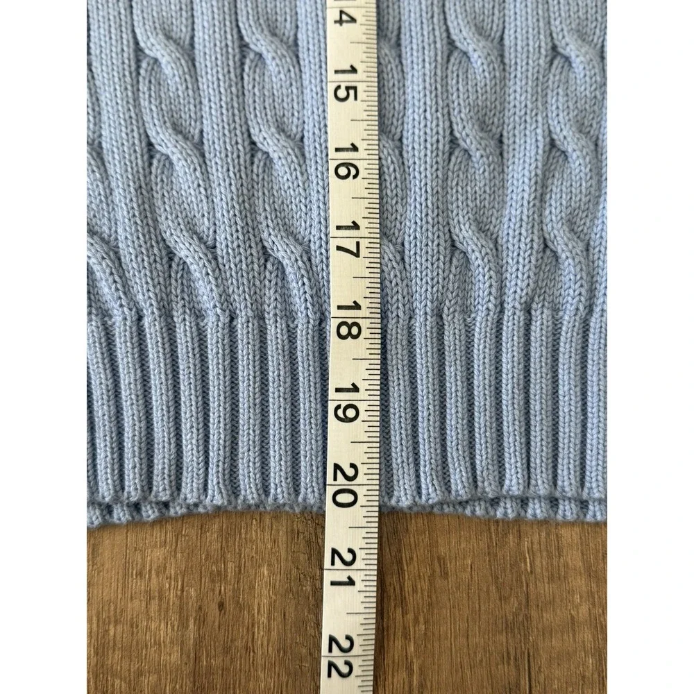 VTG Polo Ralph Lauren Sport Cable Knit Crew Neck Sweater XL/160 Blue Orange Pony - Picture 10 of 10